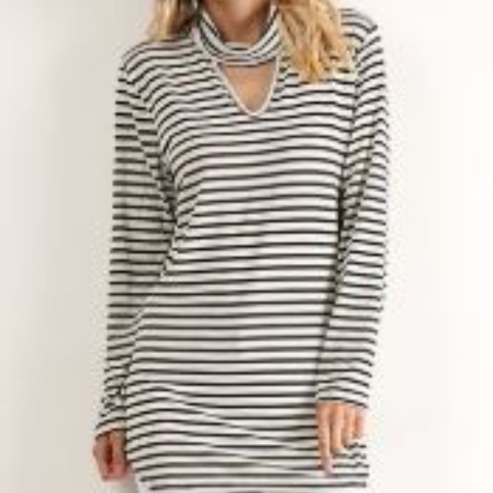 Black and White Striped Long Sleeve Shirt